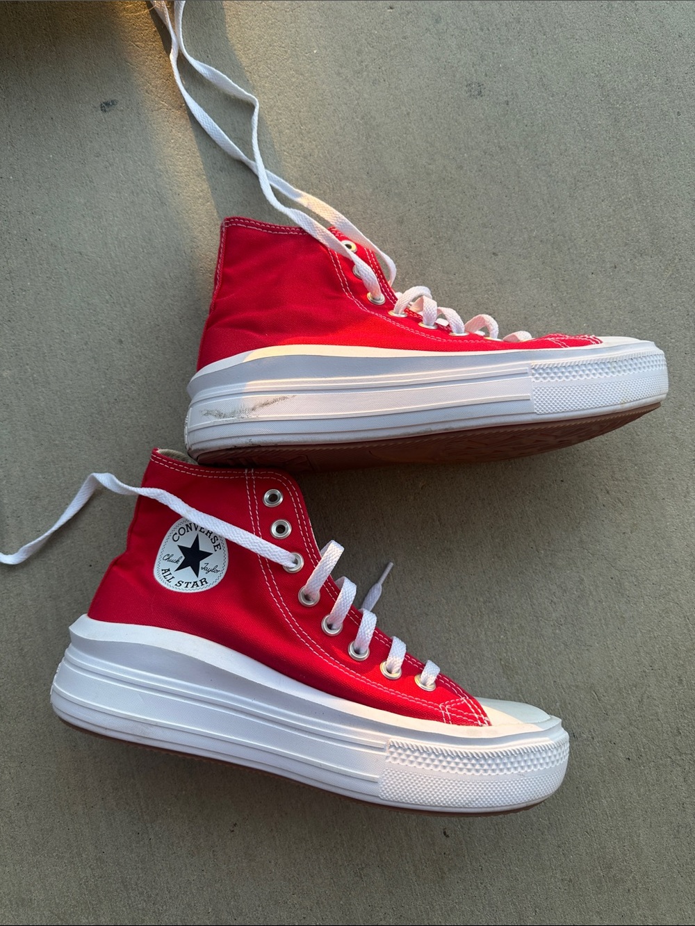 Converse Red High Top Platform Sneakers